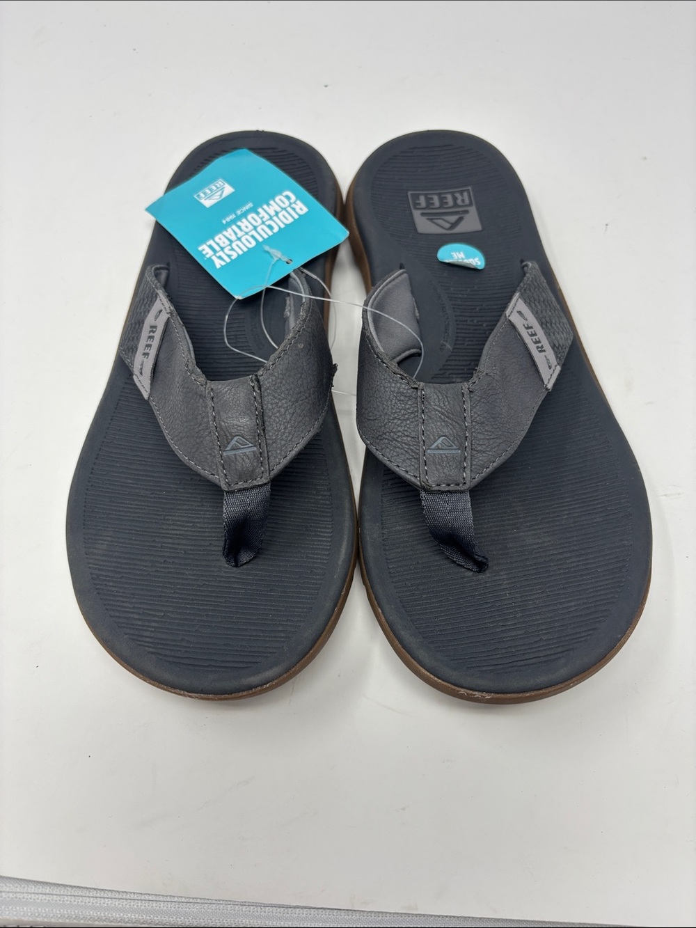 New Reef | 9 Gray Men’s Leather Thong Sandals